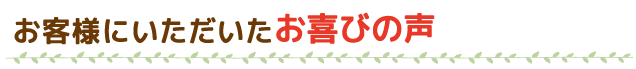 お客様にいただいたお喜びの声